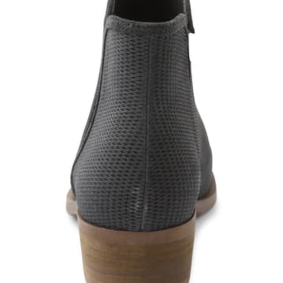 Charcoal Gray Perforated Suede Ankle Booties - Picture 4 of 4